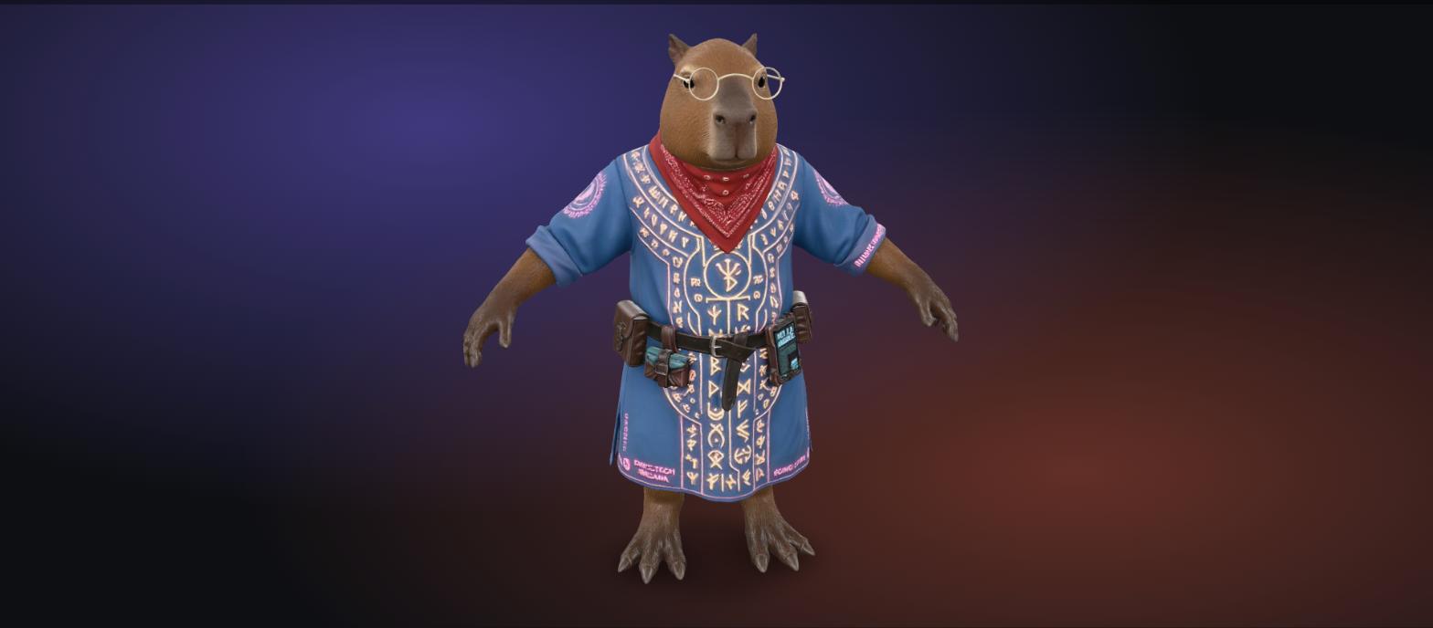Avatar 3D de capibara místico para streaming