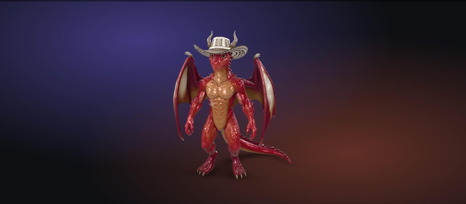 Avatar 3D de dragón para streaming, generado con IA
