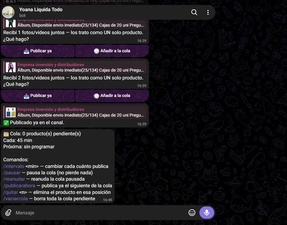 Bot de Telegram gestionando una cola de publicaciones automática